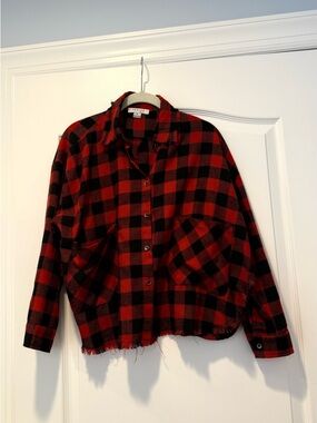 FAVLUX Red and Black Plaid Button-Up Shirt